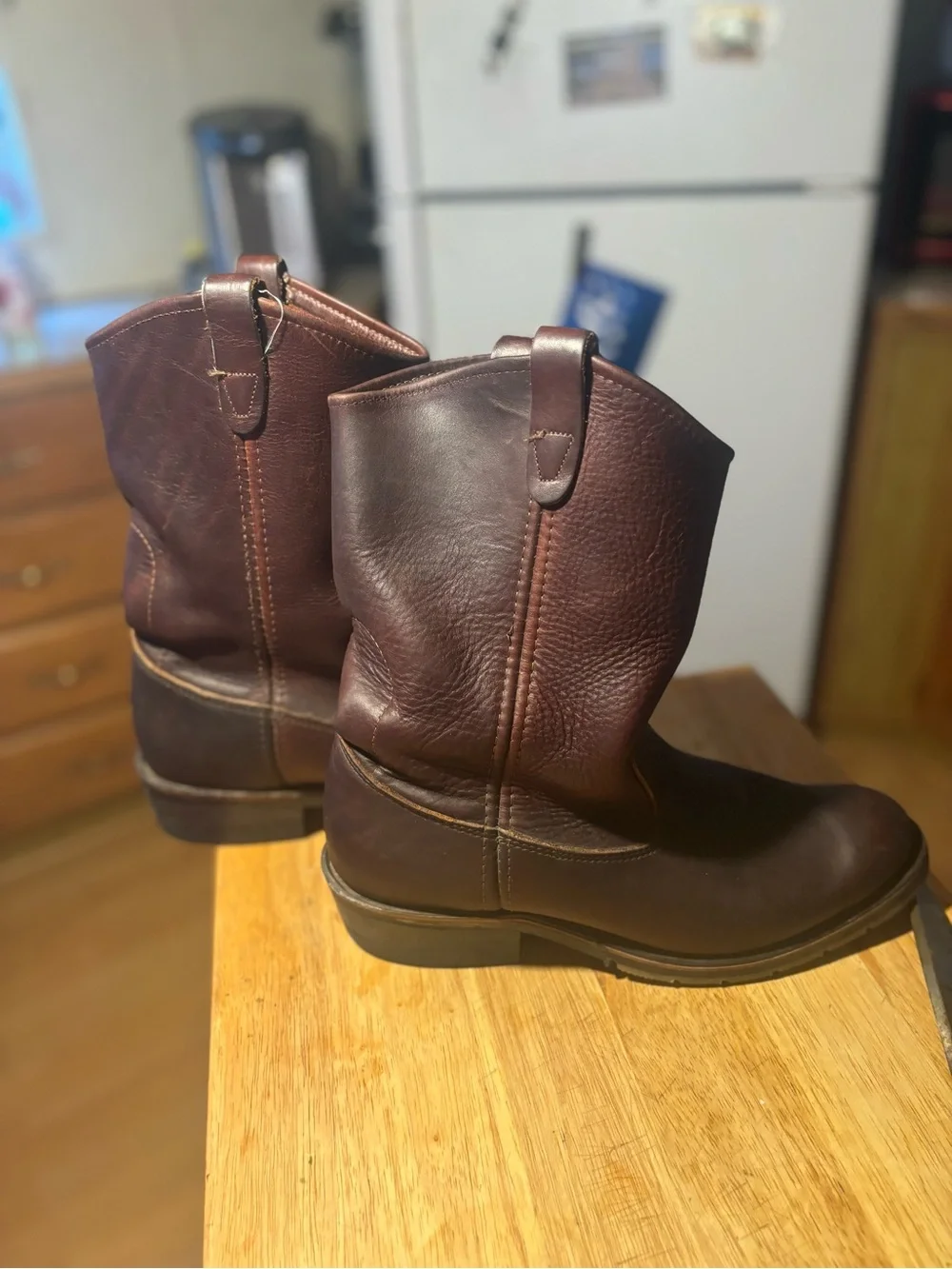 Double H Brown Leather Men's Pull-On Work Boots size9.5